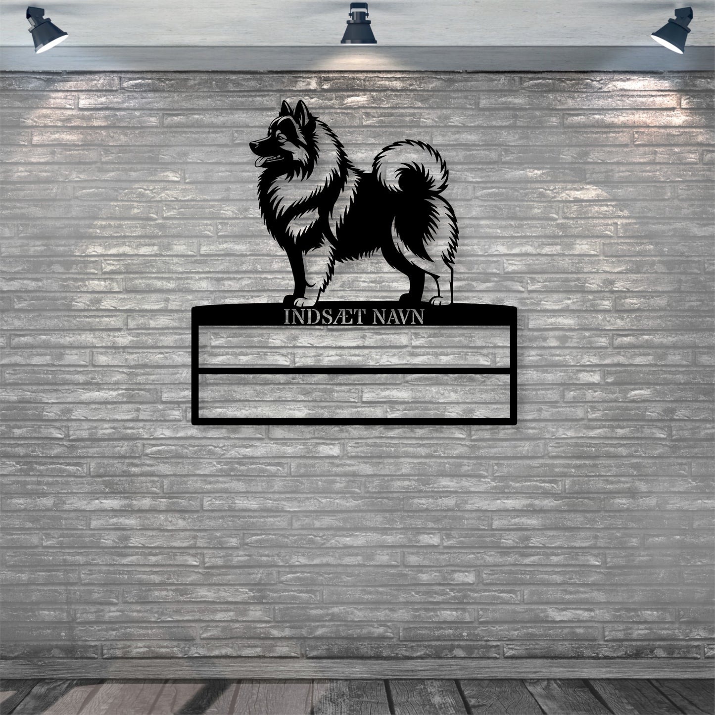 Unik Personlig Keeshond væg metalskilt med personlig tekst til rosetter. Unik Gaveide til hundeejer