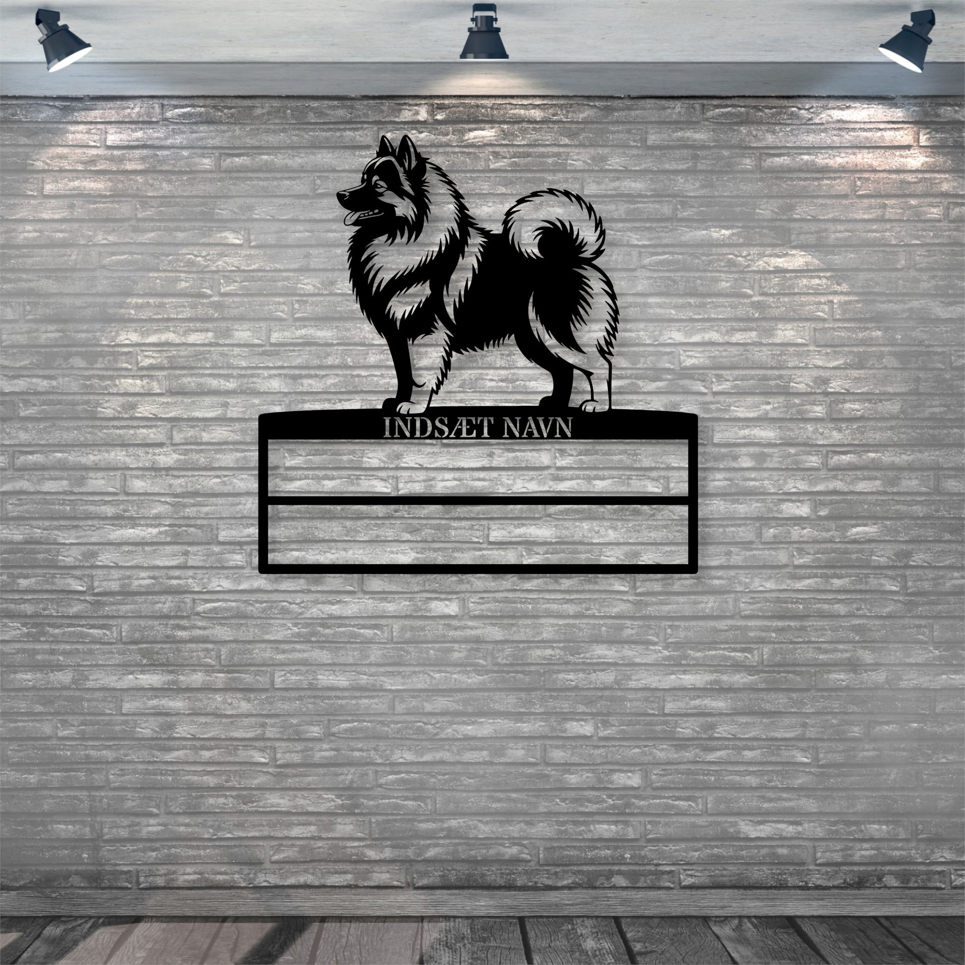 Unik Personlig Keeshond væg metalskilt med personlig tekst til rosetter. Unik Gaveide til hundeejer