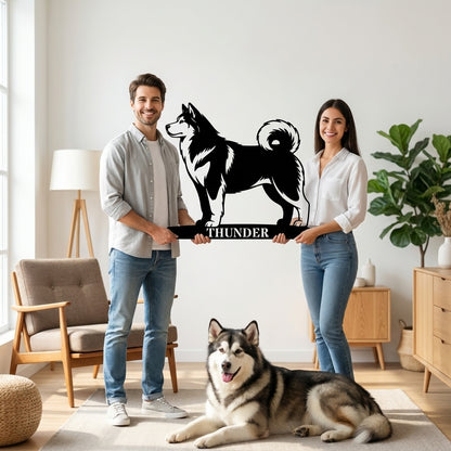 Personlig Alaskan Malamute metalskilt med navn