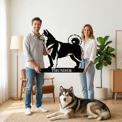 Personlig Alaskan Malamute metalskilt med navn