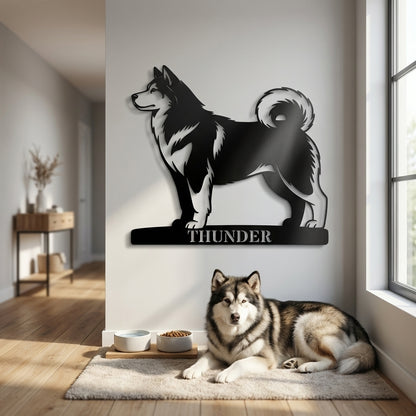 Personlig Alaskan Malamute metalskilt med navn