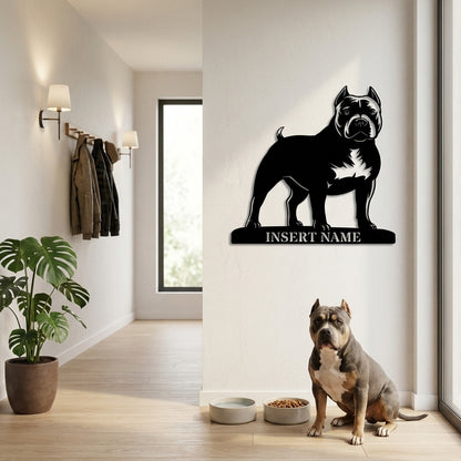 American Bully metalskilt med personligt hundenavn
