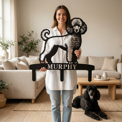 Puddel hunde metalskilt til haven med personlig navn