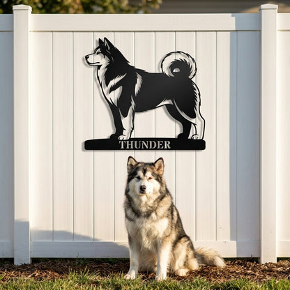 Personlig Alaskan Malamute metalskilt med navn