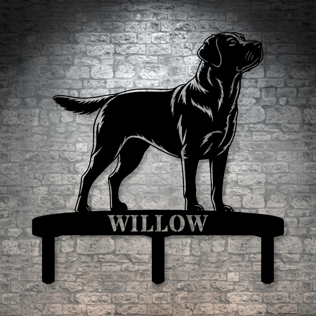 Personlig Labrador Retriever metalskilt til haven med hundenavn