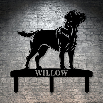 Personlig Labrador Retriever metalskilt til haven med hundenavn