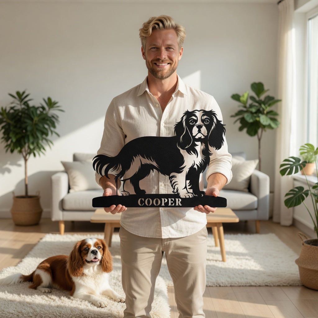 Personlig Cavalier King Charles metalskilt navneskilt