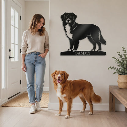 Nova Scotia Duck Tolling Retriever metalskilt med personlig tekst. Unik gaveidé til hundeejeren